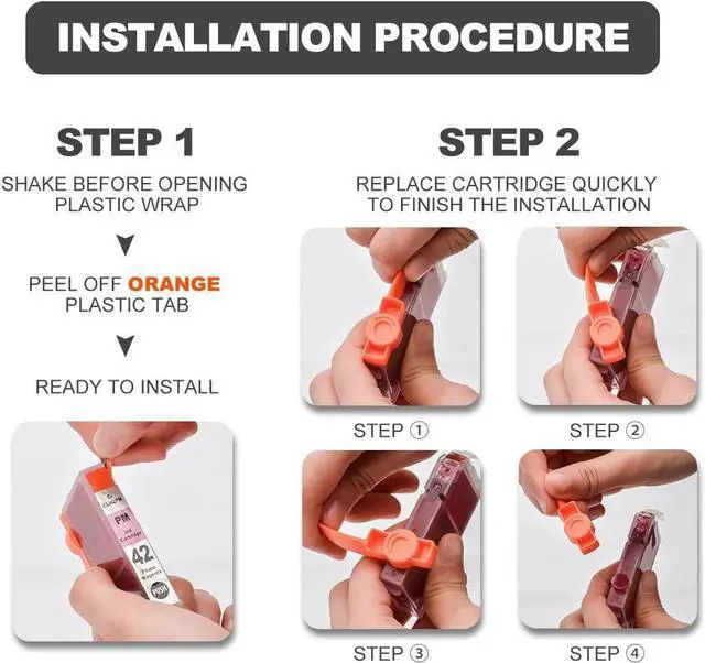 Alt view image 2 of 6 - 8 Pack CLI-42 CLI42 Compatible Ink Cartridges Use for Canon Pixma Pro-100 Pro 100 Pro-100S (1BK, 1C, 1GY, 1LGY, 1M, 1Y, 1PC, 1PM)
