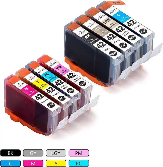 Alt view image 3 of 6 - 8 Pack CLI-42 CLI42 Compatible Ink Cartridges Use for Canon Pixma Pro-100 Pro 100 Pro-100S (1BK, 1C, 1GY, 1LGY, 1M, 1Y, 1PC, 1PM)