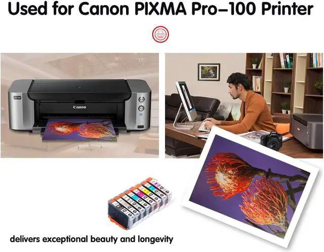 Alt view image 4 of 6 - 8 Pack CLI-42 CLI42 Compatible Ink Cartridges Use for Canon Pixma Pro-100 Pro 100 Pro-100S (1BK, 1C, 1GY, 1LGY, 1M, 1Y, 1PC, 1PM)