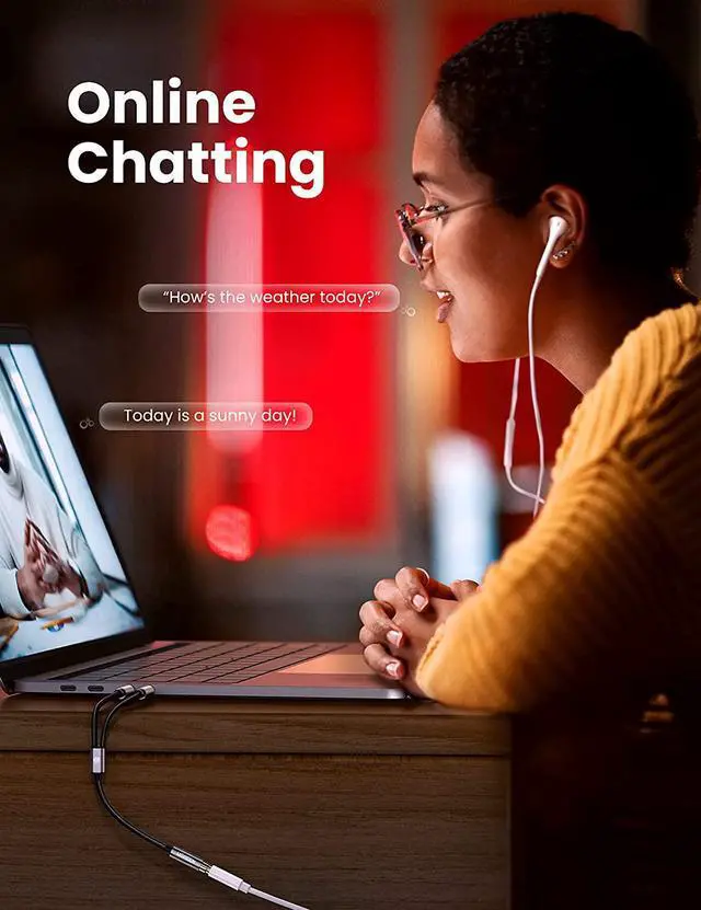 Alt view image 2 of 7 - UGREEN Headphone Splitter for Computer 3.5mm Female to 2 Dual 3.5mm Male Headphone Mic Audio Y Splitter Cable Microphone Stereo Jack Earphones Port Cord Gaming Headset to PC Laptop Adapter Black