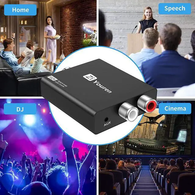Alt view image 6 of 6 - Digital to Analog Audio Converter, 192KHz DAC Digital SPDIF Optical to Analog L/R RCA Converter Toslink Optical to 3.5mm Jack Adapter for Xbox HD DVD PS4 Amp Apple TV Home Cinema