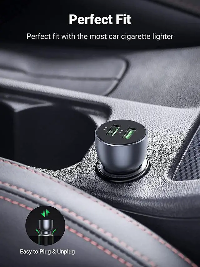 Alt view image 4 of 7 - UGREEN USB Car Charger Adapter 36W - Dual USB Car Charger Fast Charging, Cigarette Lighter Adapter Compatible for iPhone 13/13 Pro/12/SE/11/XR/X/XS, Galaxy S21/S20 Ultra/S10+/S9/S8/Note 20