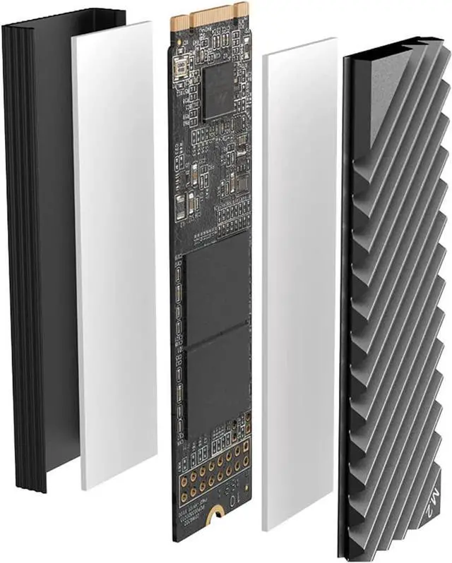 Alt view image 4 of 7 - M.2 Heatsink Cooler, NVMe M.2 2280 SSD Double-Sided Heat Sinks with Silicone Thermal Pad for PC/PS5 (Gray)