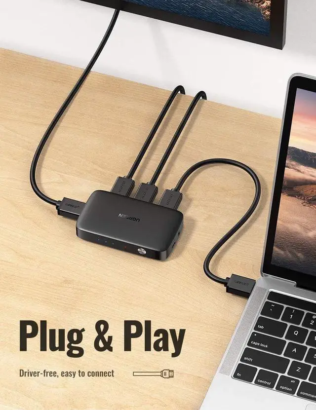 Alt view image 4 of 7 - UGREEN HDMI Switch 3 in 1 Out 4K 30Hz Bundle with 4K HDMI Cable 6FT Braided 18Gbps High Speed