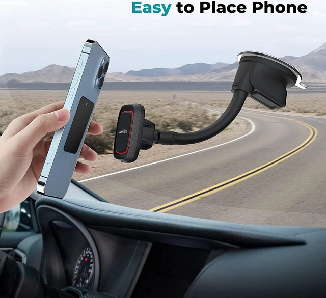 Alt view image 3 of 7 - APPS2Car Magnetic Phone Holder Car Dashboard Windshield Car Phone Holder Mount with Flexible Arm & Built-in Strong Magnets, Suction Cup Phone Holder for Car Compatible with All Smartphones