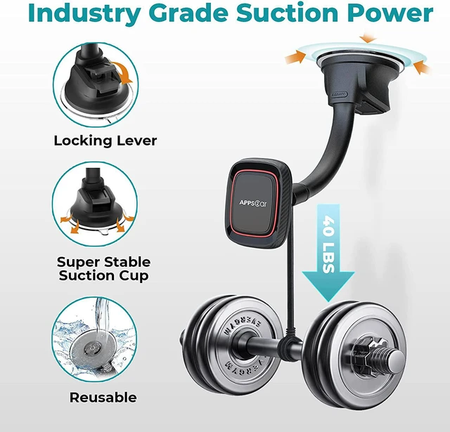 Alt view image 5 of 7 - APPS2Car Magnetic Phone Holder Car Dashboard Windshield Car Phone Holder Mount with Flexible Arm & Built-in Strong Magnets, Suction Cup Phone Holder for Car Compatible with All Smartphones