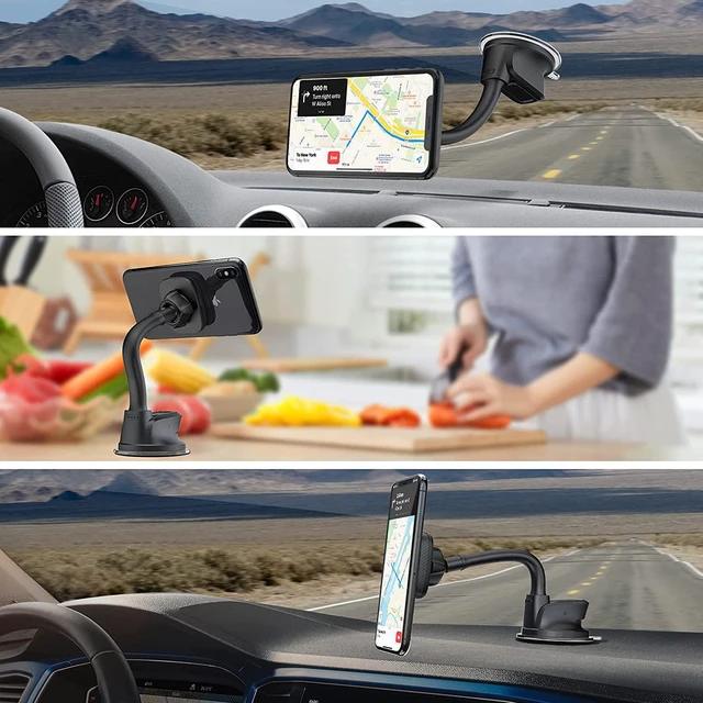 Alt view image 6 of 7 - APPS2Car Magnetic Phone Holder Car Dashboard Windshield Car Phone Holder Mount with Flexible Arm & Built-in Strong Magnets, Suction Cup Phone Holder for Car Compatible with All Smartphones