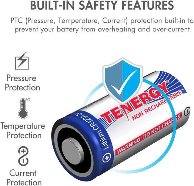 Alt view image 4 of 6 - 1500mAh 3V CR123A Lithium Battery, High Performance CR123A Cell Batteries PTC Protected, Smart Sensors Replacement CR123A Batteries, 40 Pack (Non-Recharable)