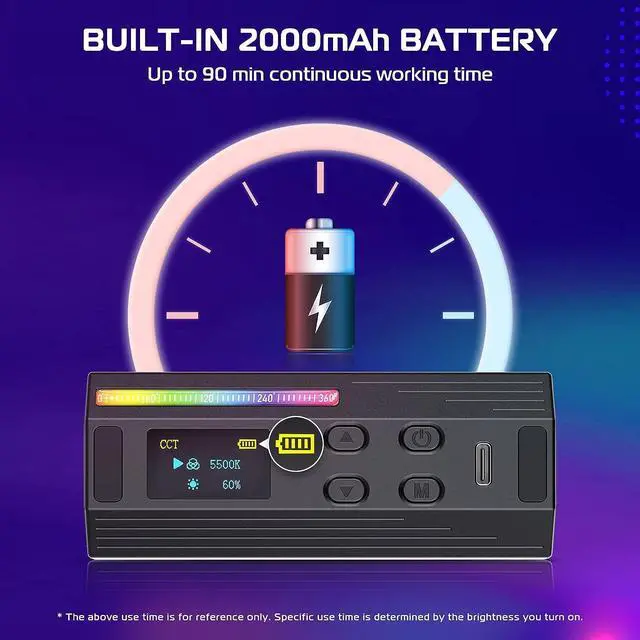 Alt view image 5 of 6 - ULANZI RGB Light Wand, 360° Full Color Magnetic Mini Light Stick for Video Photography, 2500-9000K 2000mAh Rechargeable Handheld LED Light Tube for Painting Vlog TikTok YouTube