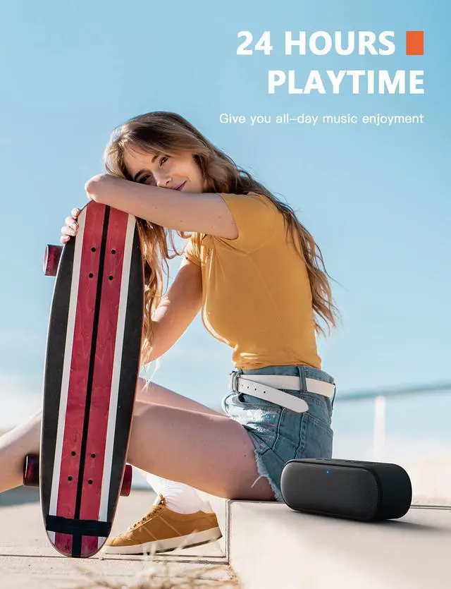 Alt view image 5 of 7 - LENRUE Bluetooth Speaker, Waterproof Portable Speakers Wireless with 14W HD Sound, IPX7 Waterproof, Rich Bass with Built-in Mic for iPhone, Home, Shower, Outdoors and Travel (Black)