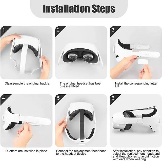 Alt view image 6 of 7 - Eyglo Replace Adjustable Elite Strap for Oculus Quest 2 Head Strap Headband, Enhanced Support and Reduce Head Pressure Comfortable Touch (White)