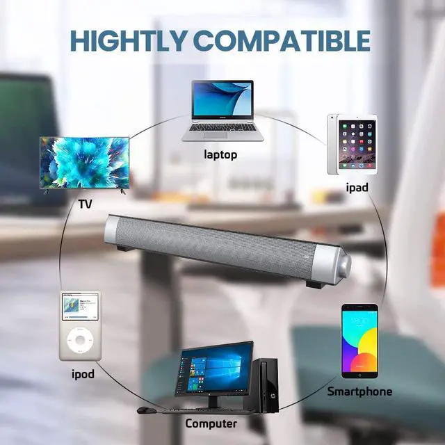 Alt view image 5 of 7 - VersionTECH. PC Soundbar Wired & Wireless Bluetooth Computer Speakers with Remote Control,Portable USB Home Theater Stereo Sound Bar for Desktop Laptop TV Cellphone MP4 [RCA, AUX]