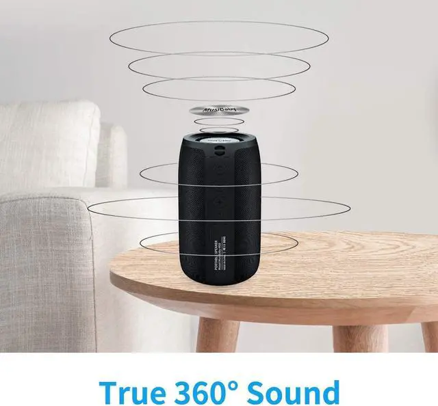 Alt view image 2 of 6 - Bluetooth Speaker,MusiBaby Speaker,Wireless,Outdoor,Waterproof,Portable Speaker,Dual Pairing,Bluetooth 5.0,Loud Stereo,Booming Bass,1500 Mins Playtime for Home&Party,Gifts(Blk)