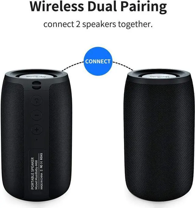 Alt view image 5 of 6 - Bluetooth Speaker,MusiBaby Speaker,Wireless,Outdoor,Waterproof,Portable Speaker,Dual Pairing,Bluetooth 5.0,Loud Stereo,Booming Bass,1500 Mins Playtime for Home&Party,Gifts(Blk)