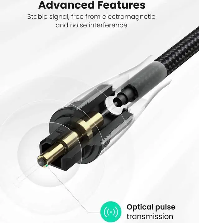 Alt view image 4 of 7 - UGREEN Optical Audio Cable Fiber Audio Digital Toslink Cable Braided for Home Theater Sound bar TV PS4 Xbox Blu-Ray Players Playstation and More 6FT