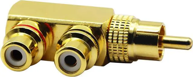 Alt view image 5 of 7 - zdyCGTime RCA Splitter Adapter,90 Degree Right Angle RCA Male to 2 RCA Female Plug Audio Video Splitter Adapters Gold-Plated Metal Connector M/F(2 Pack)