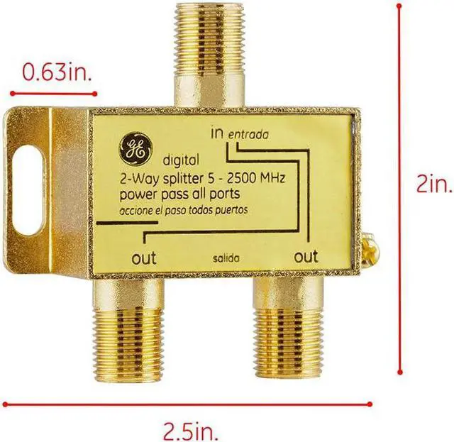 Alt view image 5 of 7 - Digital 2-Way Coaxial Cable Splitter 2.5 GHz 5-2500 MHz RG6 Compatible Works with HD TV Satellite High Speed Internet Amplifier Antenna Gold Plated Connectors Corrosion Resistant 33526