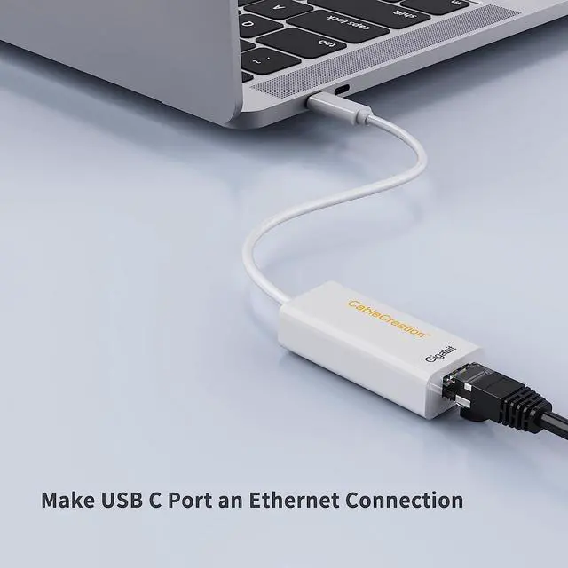 Alt view image 3 of 7 - USB C Ethernet Adapter, CableCreation USB Type C to RJ45 Network LAN Adapter Up to 10/100/1000 Mbps, Thunderbolt 3 Compatible, for MacBook Pro 2020, Surface Book 2, White