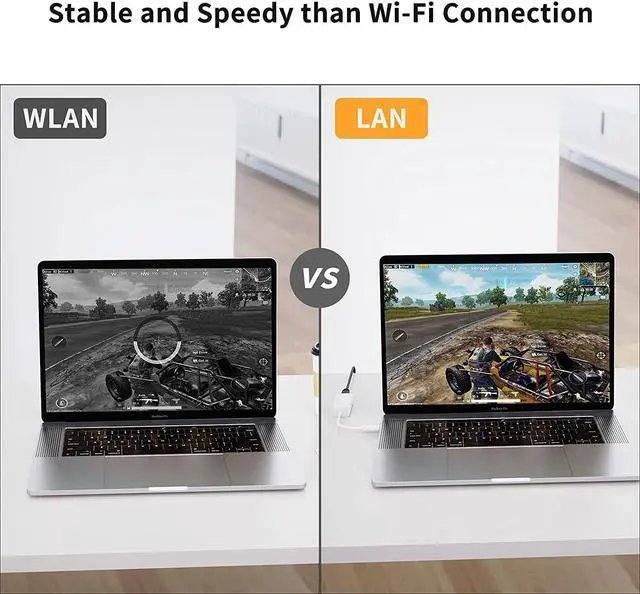 Alt view image 4 of 7 - USB C Ethernet Adapter, CableCreation USB Type C to RJ45 Network LAN Adapter Up to 10/100/1000 Mbps, Thunderbolt 3 Compatible, for MacBook Pro 2020, Surface Book 2, White