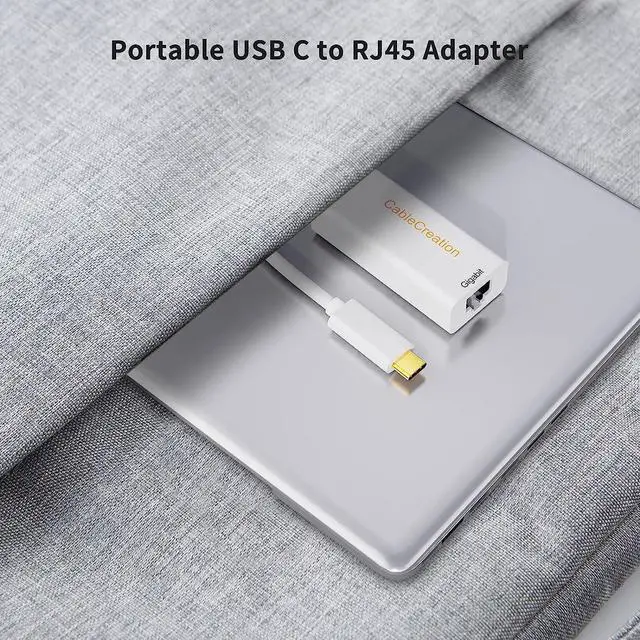 Alt view image 7 of 7 - USB C Ethernet Adapter, CableCreation USB Type C to RJ45 Network LAN Adapter Up to 10/100/1000 Mbps, Thunderbolt 3 Compatible, for MacBook Pro 2020, Surface Book 2, White