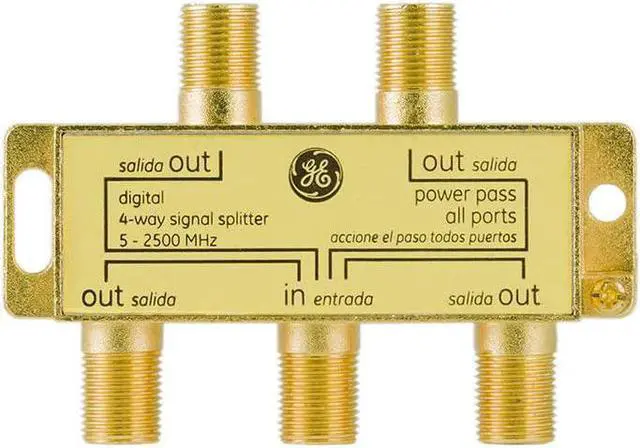 Alt view image 6 of 6 - Digital 4-Way Coaxial Cable Splitter 2.5 GHz 5-2500 MHz RG6 Compatible Works with HD TV Satellite High Speed Internet Amplifier Antenna Gold Plated Connectors Corrosion Resistant 33527