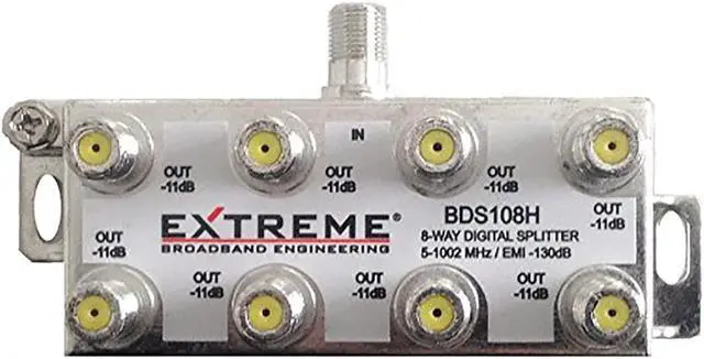 Main image of EXTREME 8 WAY BALANCED HD DIGITAL 1GHz HIGH PERFORMANCE HORIZONTAL COAX CABLE SPLITTER - BDS108H