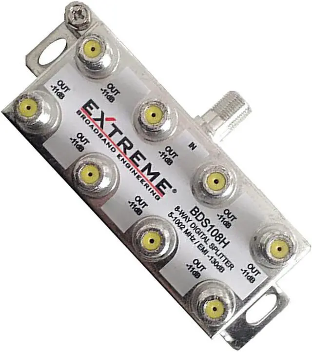 Alt view image 3 of 5 - EXTREME 8 WAY BALANCED HD DIGITAL 1GHz HIGH PERFORMANCE HORIZONTAL COAX CABLE SPLITTER - BDS108H