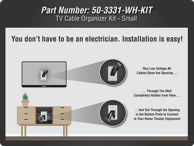 Alt view image 5 of 7 - DataComm Electronics 50-3331-WH-KIT Flat Panel TV Cable Organizer Kit