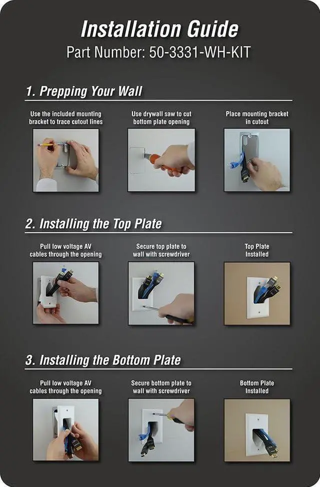 Alt view image 6 of 7 - DataComm Electronics 50-3331-WH-KIT Flat Panel TV Cable Organizer Kit