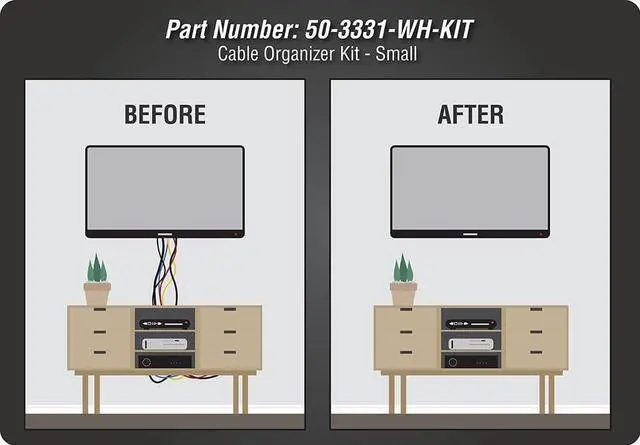 Alt view image 7 of 7 - DataComm Electronics 50-3331-WH-KIT Flat Panel TV Cable Organizer Kit