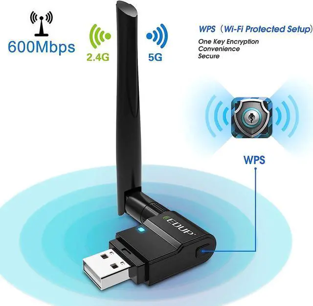 Alt view image 2 of 7 - EDUP USB WiFi Adapter Dual Band Wireless Network Adapter 802.11 AC 2.4G/5G USB Wi-Fi Dongle with Extender Antenna Compatible with Windows XP / Vista /7 /8.1 /10, Mac OS X 10.7-10.15
