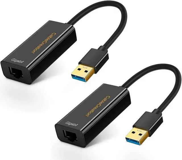 Main image of USB 3.0 Gigabit Adapter (2-Pack), CableCreation USB to RJ45 Network Adapter Supporting 10/100/1000 Mbps for Windows, Mac, macOS, Linux, Black