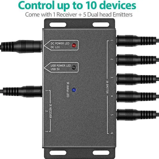 Alt view image 2 of 7 - Infrared Repeater System IR Repeater Kit Control Up to 10 Devices Hidden IR System Infrared Remote Control Extender Kit
