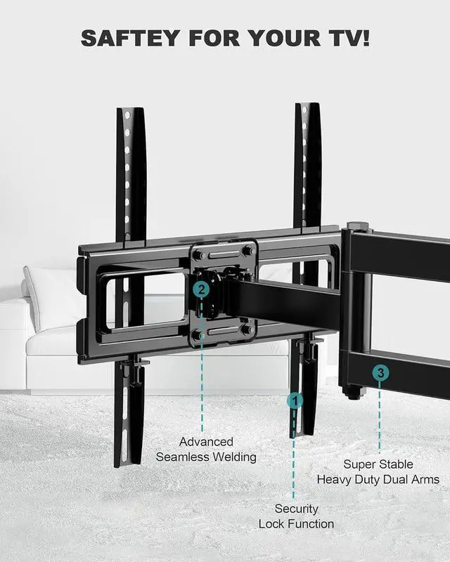 Alt view image 3 of 7 - Full Motion Articulating Swivel Extension TV Wall Mount with Tilt for 32-55"" LED, OLED and 4K TVs with VESA Up to 400x400mm-Weight Capacity Up to 77lbs (EBMFK7)