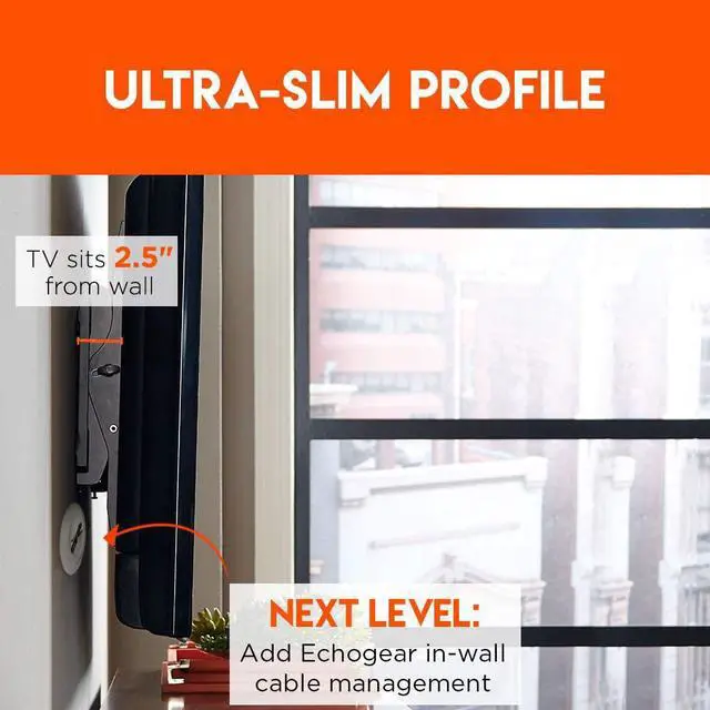 Alt view image 19 of 20 - ECHOGEAR Low Profile Fixed TV Wall Mount Bracket for 32-80 inch Flat Screen TVs