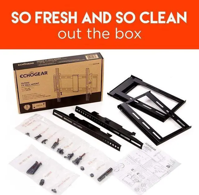 Alt view image 20 of 20 - ECHOGEAR Low Profile Fixed TV Wall Mount Bracket for 32-80 inch Flat Screen TVs