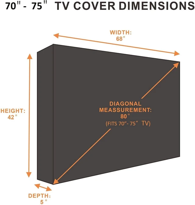 Alt view image 2 of 6 - Outdoor TV Cover 70 to 75 inches, Waterproof and Weatherproof, Fits Up to 68''W x 42''H for Outside Flat Screen TV
