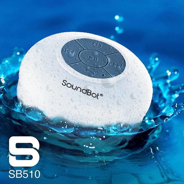 Alt view image 4 of 7 - Soundbot SB510 HD Water Resistant Bluetooth Shower Speaker, Handsfree Portable Speakerphone with Built-in Mic, 6hrs of Playtime, Control Buttons and Dedicated Suction Cup for Showers (White)