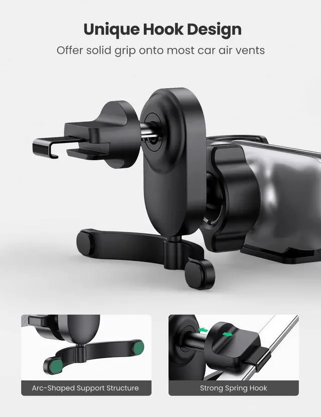 Alt view image 8 of 8 - UGREEN Car Phone Mount Retractable Air Vent Gravity Cell Phone Holder Cradle with Hook for iPhone 12 mini 12 Pro Max 11 XS XR X 8 Plus, Samsung S20 Ultra Note 20 10 S10 S9 S8 Plus, Mate 30 Pro, LG V40