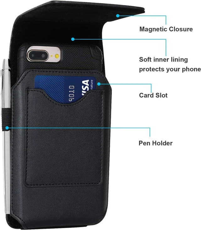 Alt view image 3 of 7 - Phone Holster for iPhone Air 17 Pro Max 16/15/14/13/12/11 Pro Max Leather Belt Case 360 Rotating Pouch Holster Belt Clip Case for iPhone Xs Max 8 Plus 7 Plus 6s+ 6+ Galaxy S25+ S24+ S23+ S22+