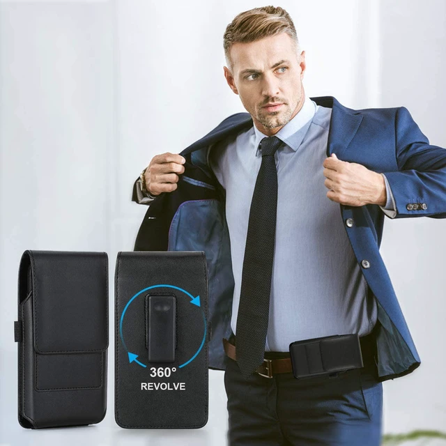 Alt view image 6 of 7 - Phone Holster for iPhone Air 17 Pro Max 16/15/14/13/12/11 Pro Max Leather Belt Case 360 Rotating Pouch Holster Belt Clip Case for iPhone Xs Max 8 Plus 7 Plus 6s+ 6+ Galaxy S25+ S24+ S23+ S22+
