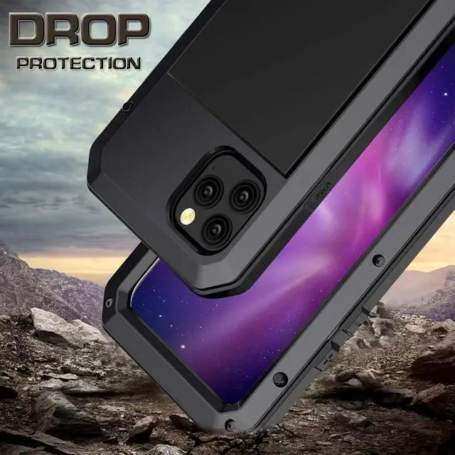 Alt view image 4 of 7 - for iPhone 11 Por Case,Full Body Protective Cover Heavy Duty Shockproof Tough Armour Aluminum Alloy Metal Case with Silicone Built-in Screen Protector for iPhone 11 Pro 5.8 Inch - Black