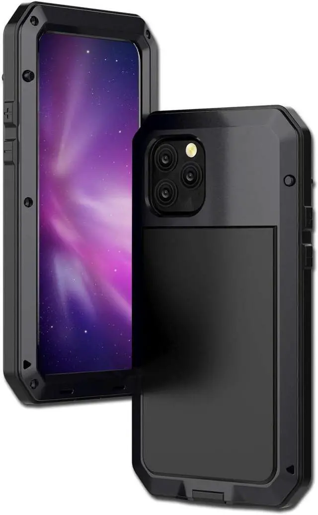 Alt view image 6 of 7 - for iPhone 11 Por Case,Full Body Protective Cover Heavy Duty Shockproof Tough Armour Aluminum Alloy Metal Case with Silicone Built-in Screen Protector for iPhone 11 Pro 5.8 Inch - Black