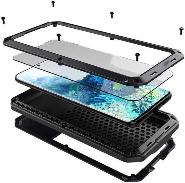 Main image of for Galaxy S20 Case,Full Body Protective Cover Heavy Duty Shockproof Tough Armour Aluminum Alloy Metal Case with Silicone Built-in Screen Protector for SAM-UNG Galaxy S20 5g 6.2" - Black