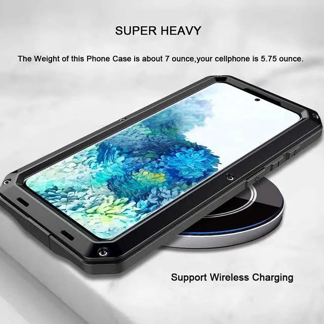 Alt view image 4 of 7 - for Galaxy S20 Case,Full Body Protective Cover Heavy Duty Shockproof Tough Armour Aluminum Alloy Metal Case with Silicone Built-in Screen Protector for SAM-UNG Galaxy S20 5g 6.2" - Black