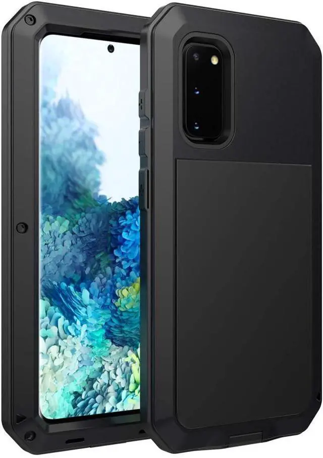Alt view image 5 of 7 - for Galaxy S20 Case,Full Body Protective Cover Heavy Duty Shockproof Tough Armour Aluminum Alloy Metal Case with Silicone Built-in Screen Protector for SAM-UNG Galaxy S20 5g 6.2" - Black