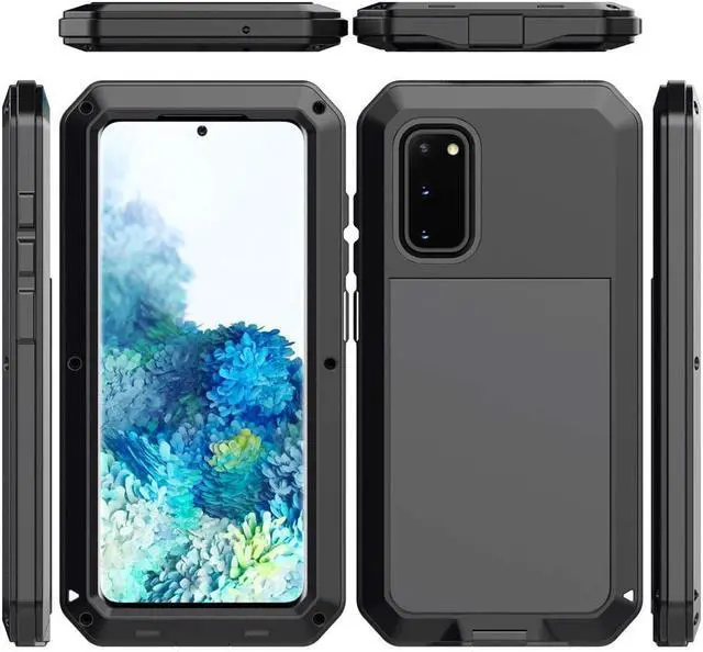 Alt view image 6 of 7 - for Galaxy S20 Case,Full Body Protective Cover Heavy Duty Shockproof Tough Armour Aluminum Alloy Metal Case with Silicone Built-in Screen Protector for SAM-UNG Galaxy S20 5g 6.2" - Black