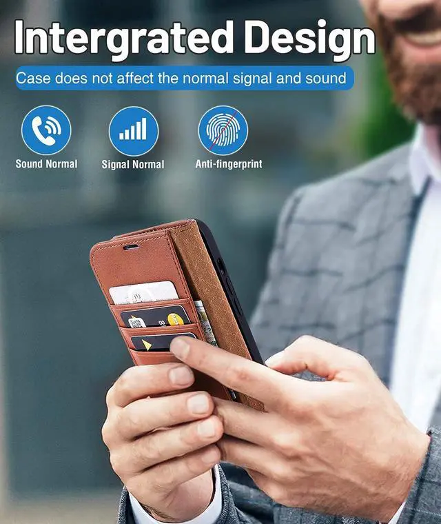 Alt view image 7 of 7 - OCASE Retro Series Compatible with iPhone 13 Wallet Case with Card Holders [RFID Blocking][TPU Inner Shell ][Kickstand] PU Leather Flip Folio Shockproof Phone Cover 6.1 inch 2021 (Brown)