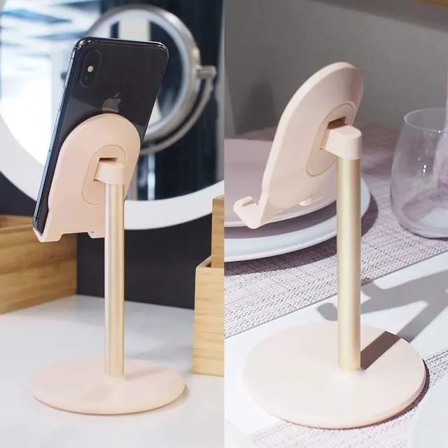 Alt view image 2 of 6 - Bright Stone Phone Stand for Desk, Adjustable Cell Phone Holder for Desk, Compatible with 4"-12.9" Phones/Tablet/iPhone/iPad/Switch (Pink), Welcome to consult