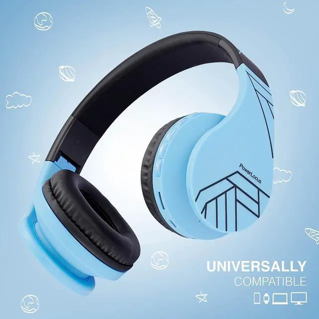 Alt view image 4 of 7 - PowerLocus Bluetooth Headphones for Kids, Wireless Foldable Headphones Over Ear, Headphone with Microphone, 85DB Volume Limit, Wireless and Wired Headset with Micro SD, FM for Cellphones, Tablets, PC